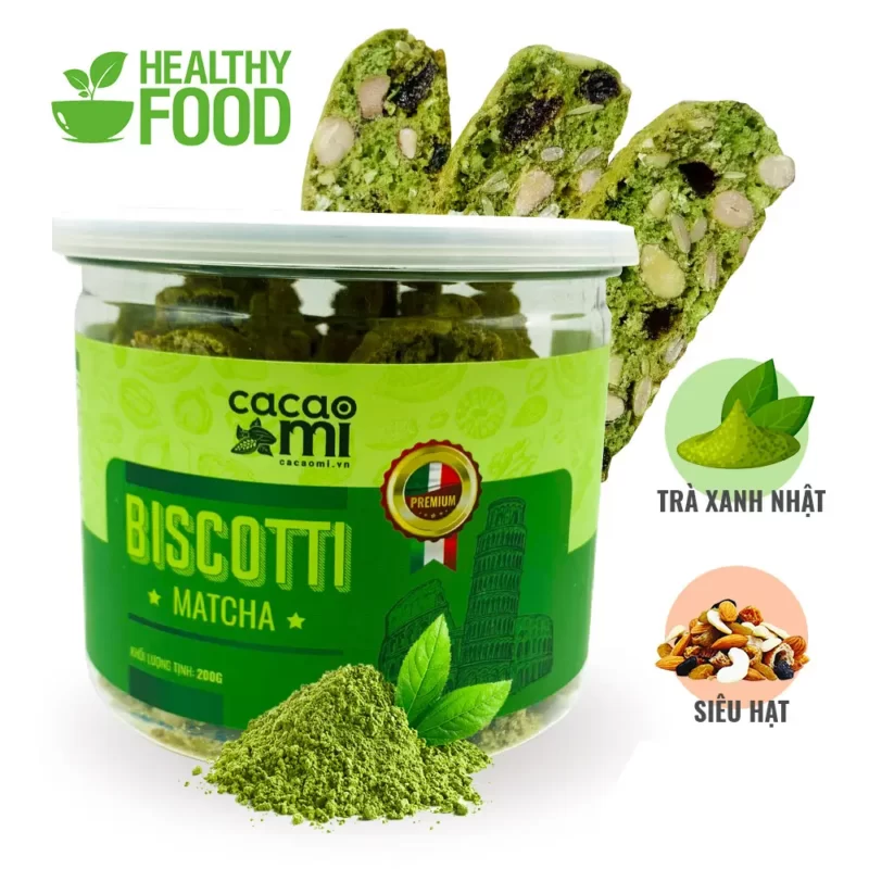 B2T - Biscotti nguyên cám vị matcha trà xanh 200g