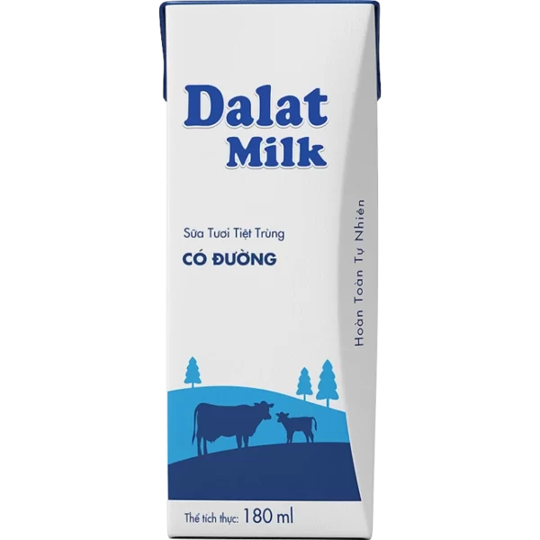 Sữa tươi tiệt trùng Dalat Milk có đường 180ml