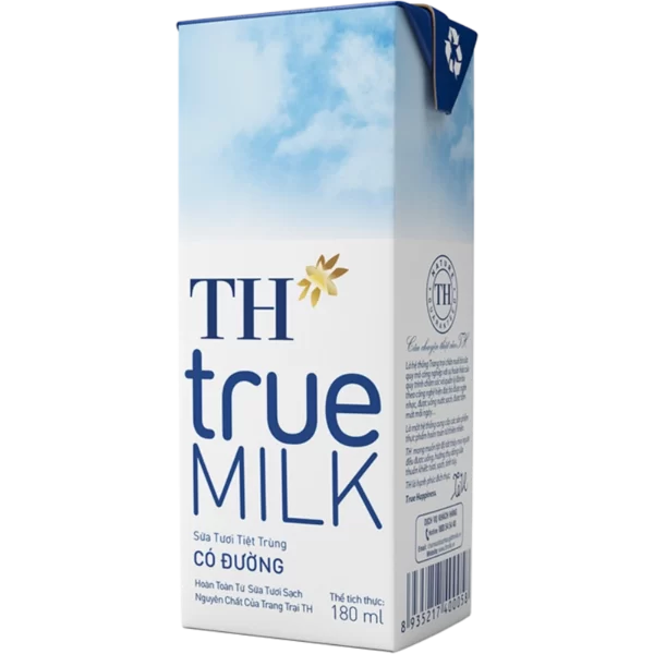 Sữa tươi tiệt trùng TH true MILK Có Đường 180ml