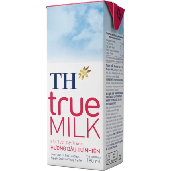 Sữa tươi tiệt trùng TH true MILK Hương Dâu Tự Nhiên 180ml