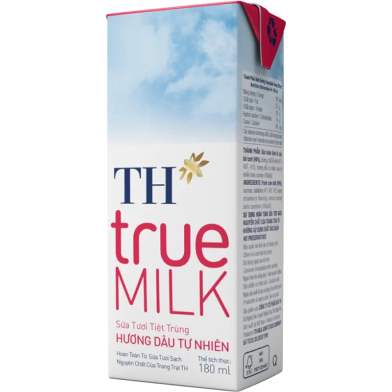 Sữa tươi tiệt trùng TH true MILK Hương Dâu Tự Nhiên 180ml