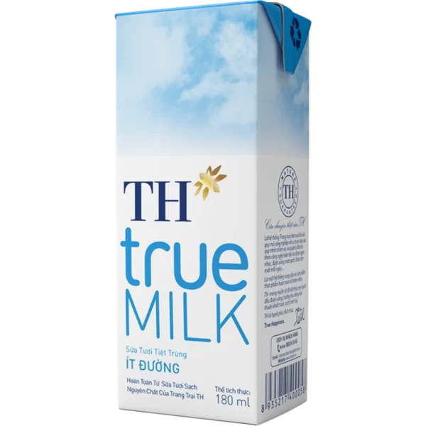 Sữa tươi tiệt trùng TH true MILK Ít Đường 180ml