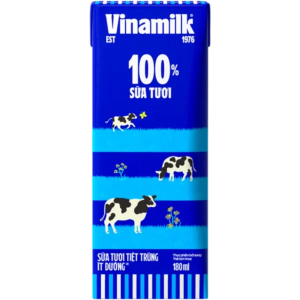 Sữa tươi tiệt trùng Vinamilk ít đường 180ml