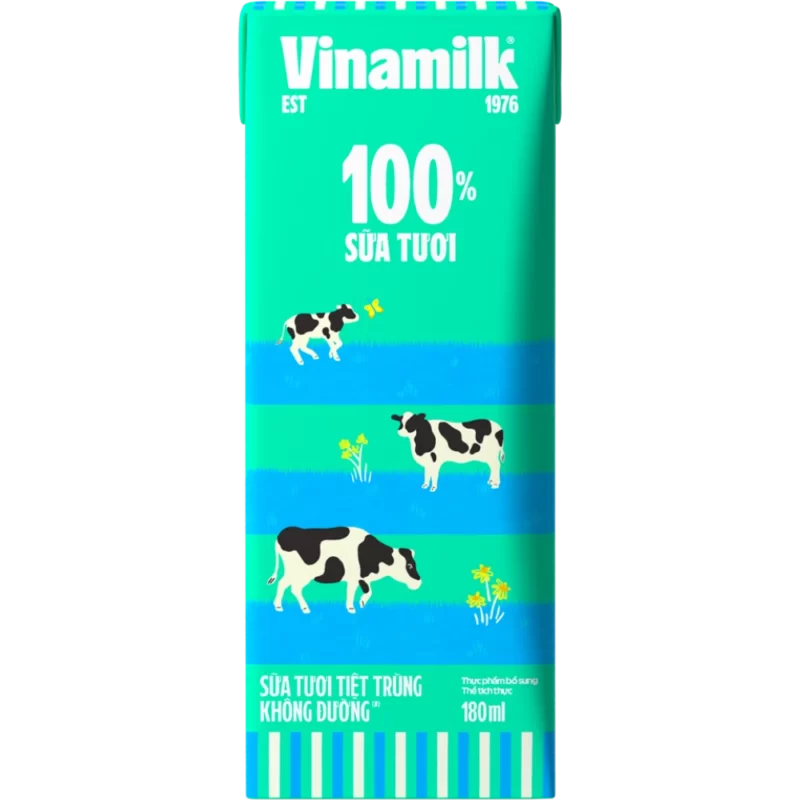 Sữa tươi tiệt trùng Vinamilk không đường 180ml