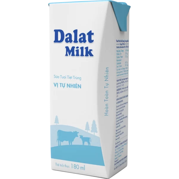 Sữa tươi tiệt trùng Dalat Milk vị tự nhiên 180ml