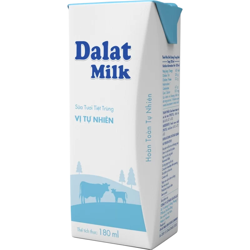 Sữa tươi tiệt trùng Dalat Milk vị tự nhiên 180ml