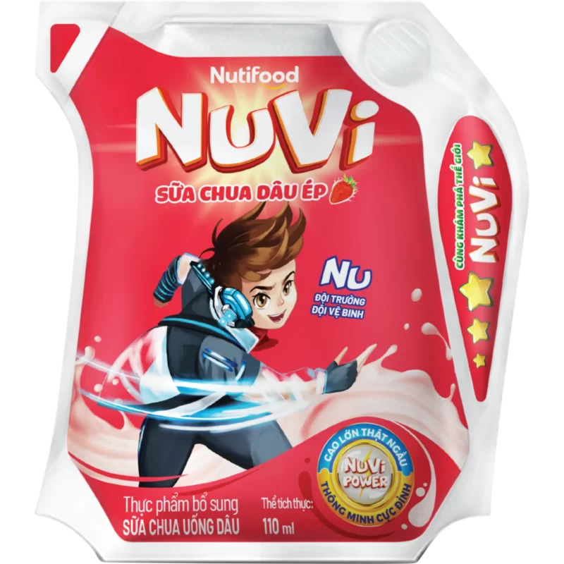 Sữa chua uống Nuvi hương dâu túi 110ml