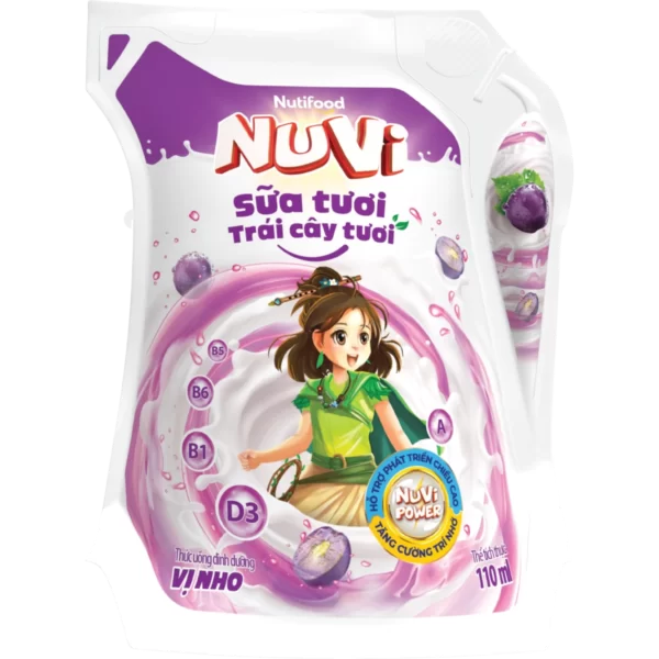 Sữa trái cây Nuvi hương nho túi 110ml