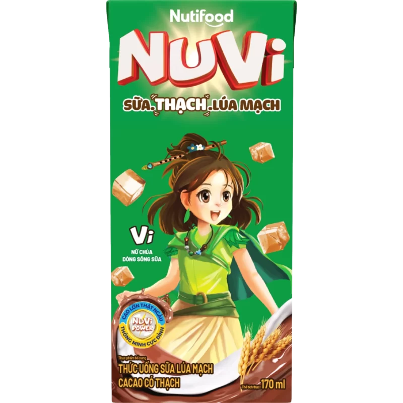 Sữa tươi lúa mạch có thạch Nuvi vị cacao 170ml