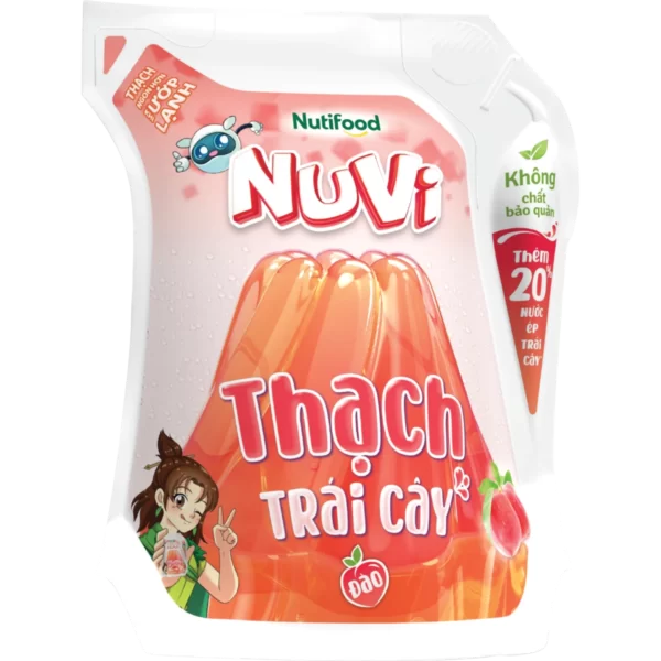 Thạch trái cây Nuvi hương đào túi 110ml