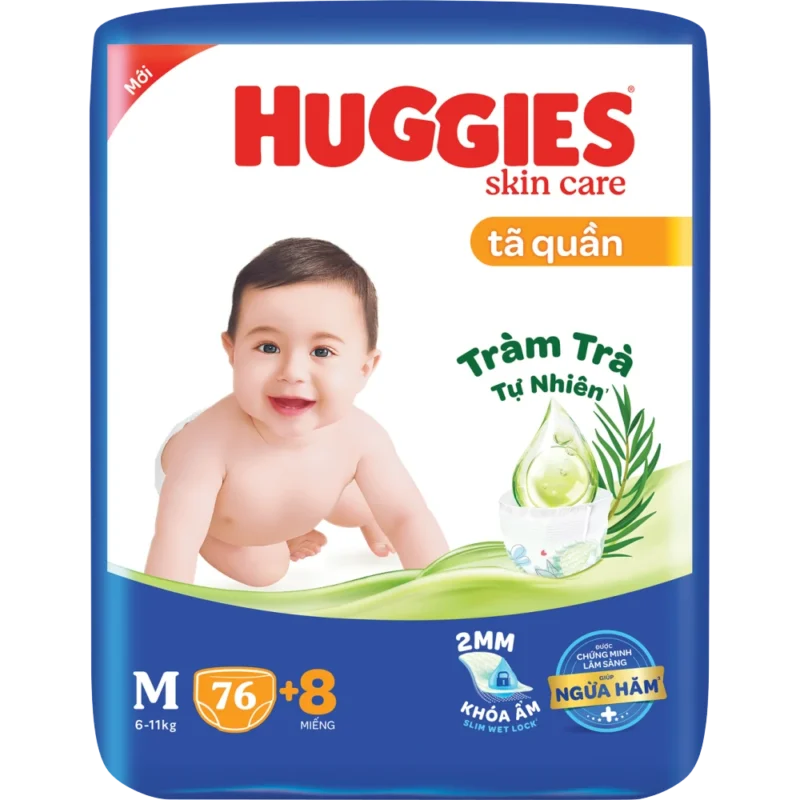 Tã quần Huggies Skin Care Tràm Trà M76+8